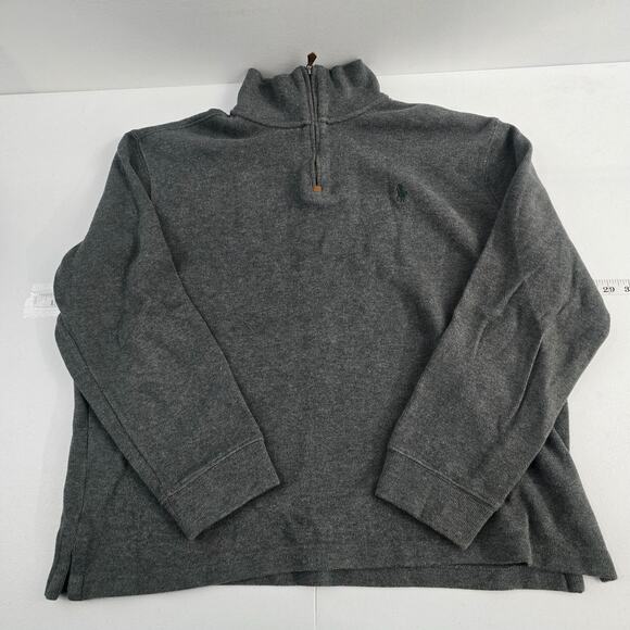 Polo Ralph Lauren Men’s Gray Cotton Quarter Zip Pullover Sweater Size L 6523 - Picture 1 of 8